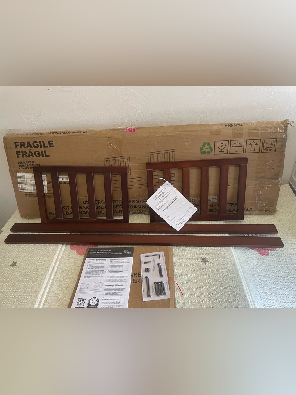 Storkcraft/ Graco Toddler Safety Guardrail kit slats, Espresso - Picture 13 of 16